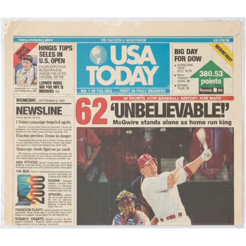 USA Today Sept 9 1998 Mark McGwire 62 Home Run Record Newspaper MLB Memorabilia